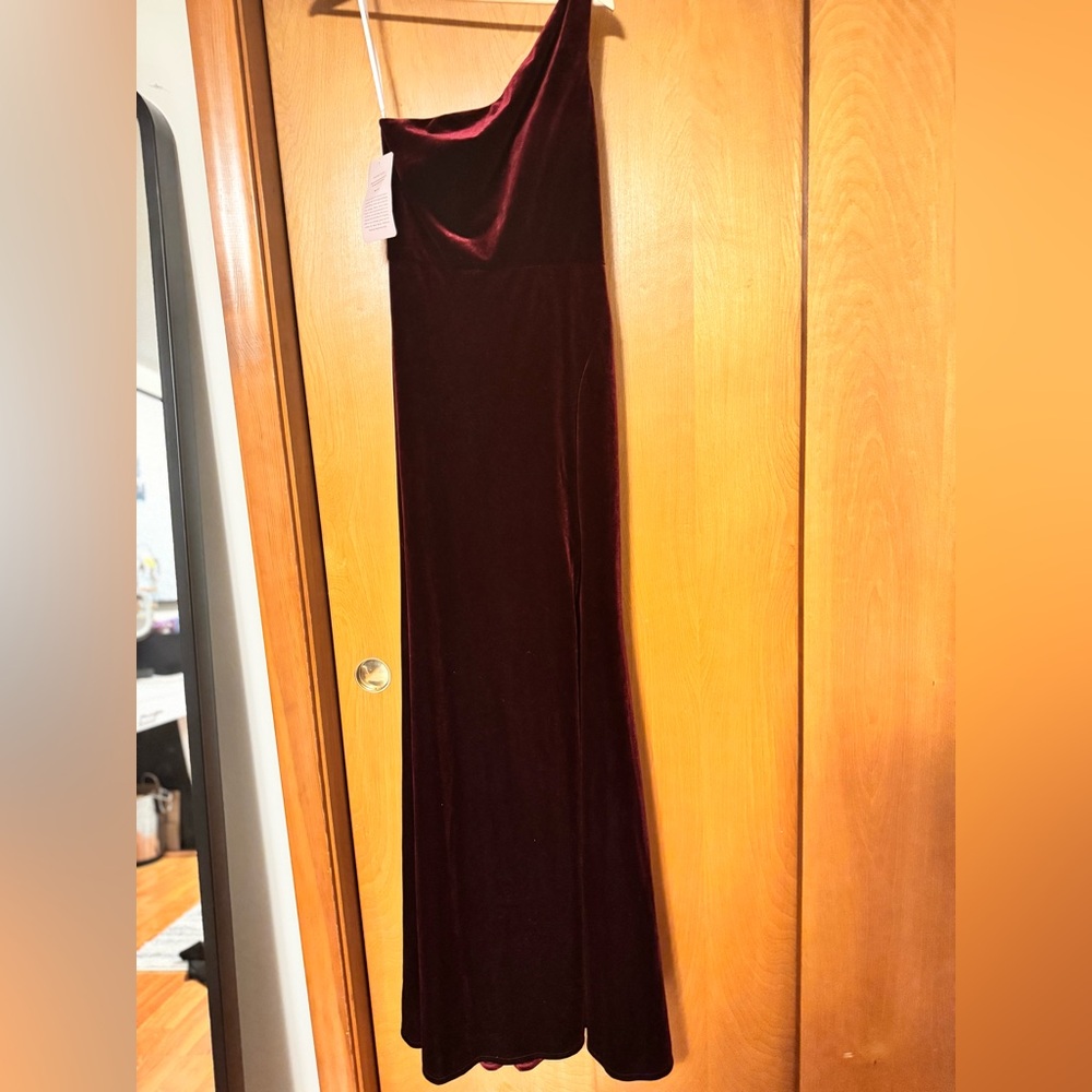 Jenny Yoo Velvet One Shoulder Gown